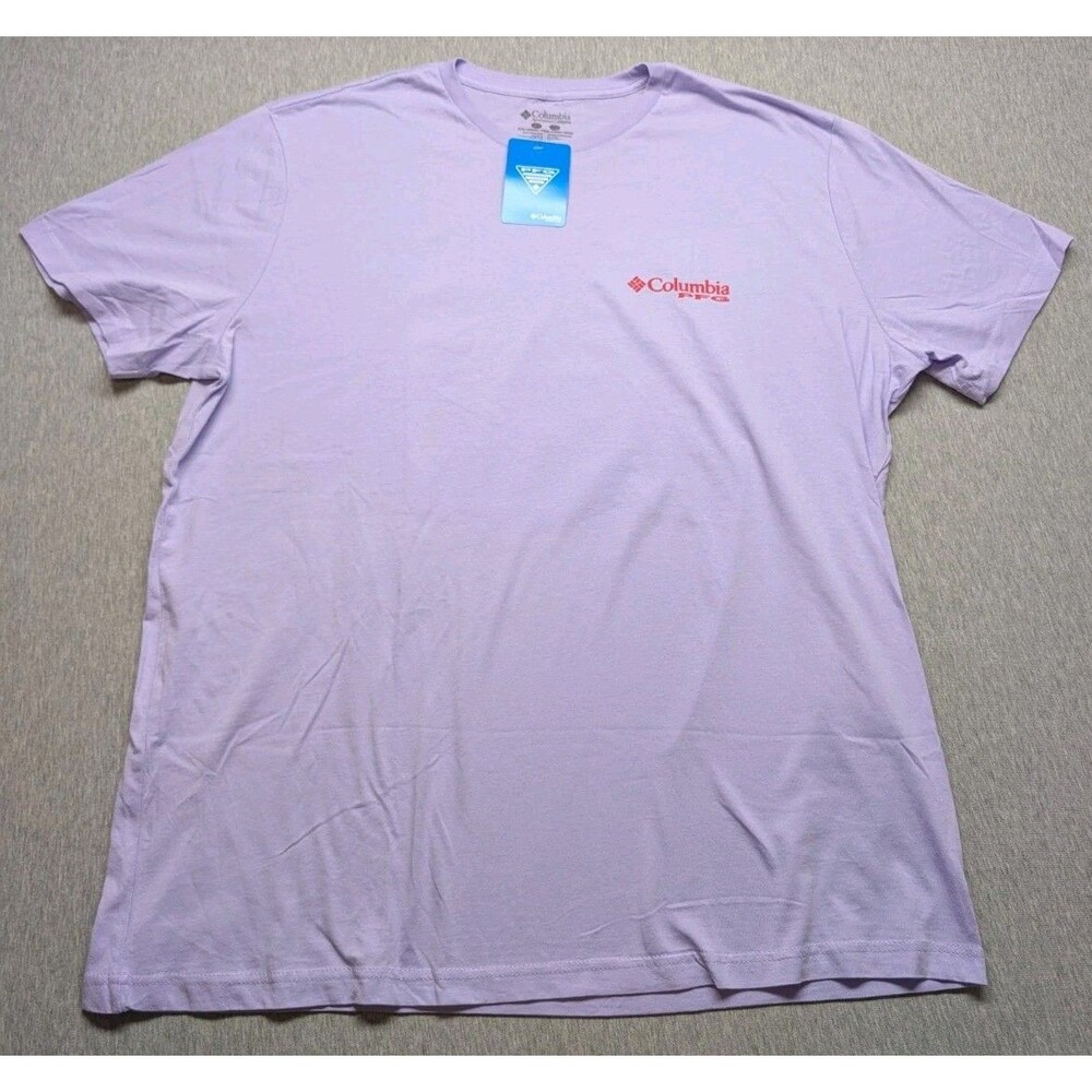New Men's 2XT Columbia PFG Performance Fishing Gear Logo Purple Yellow Lab